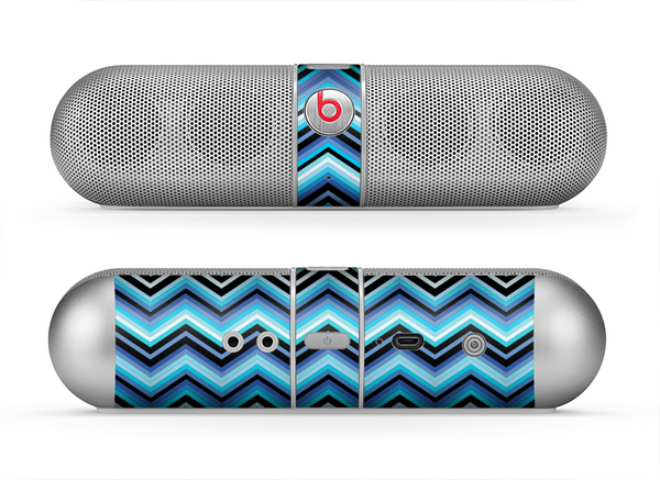 The Thin Striped Blue Layered Chevron Pattern Skin for the Beats by Dre Pill Bluetooth Speaker