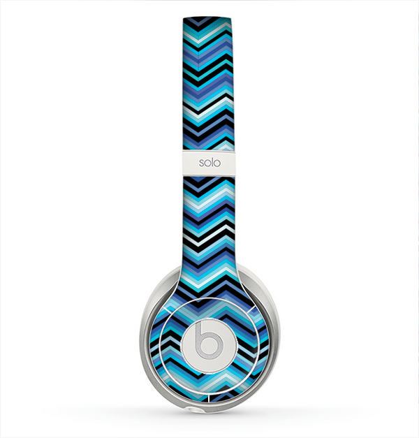 The Thin Striped Blue Layered Chevron Pattern Skin for the Beats by Dre Solo 2 Headphones