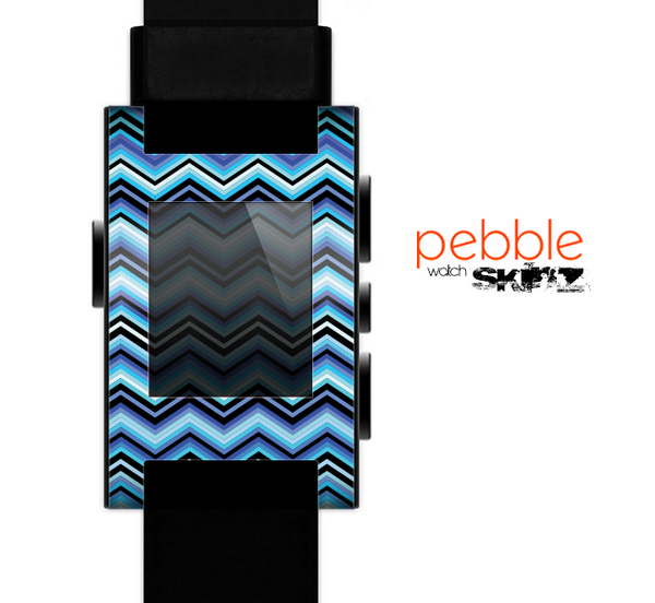 The Thin Striped Blue Layered Chevron Pattern Skin for the Pebble SmartWatch