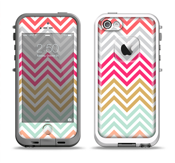 The Three-Bar Color Chevron Pattern Apple iPhone 5-5s LifeProof Fre Case Skin Set