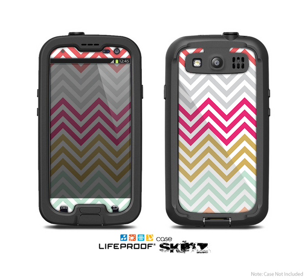 The Three-Bar Color Chevron Pattern Skin For The Samsung Galaxy S3 LifeProof Case