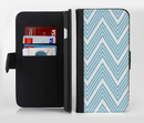 The Three-Lined Blue & White Chevron Pattern Ink-Fuzed Leather Folding Wallet Credit-Card Case for the Apple iPhone 6/6s, 6/6s Plus, 5/5s and 5c
