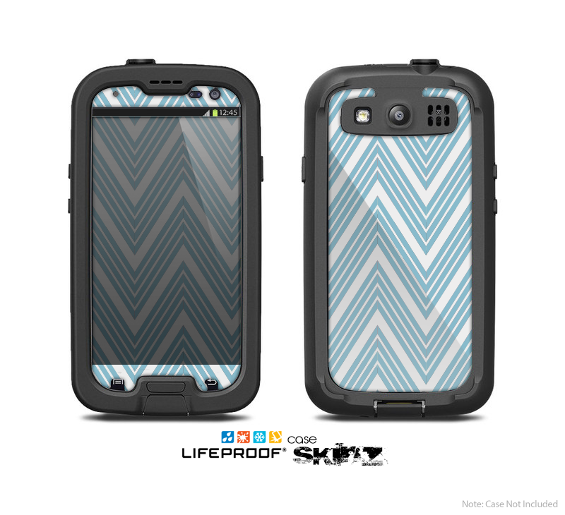 The Three-Lined Blue & White Chevron Pattern Skin For The Samsung Galaxy S3 LifeProof Case