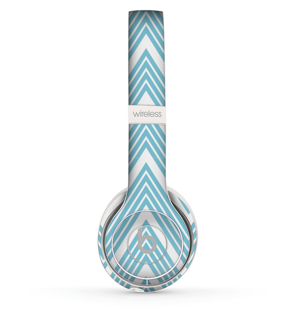 The Three-Lined Blue & White Chevron Pattern Skin Set for the Beats by Dre Solo 2 Wireless Headphones