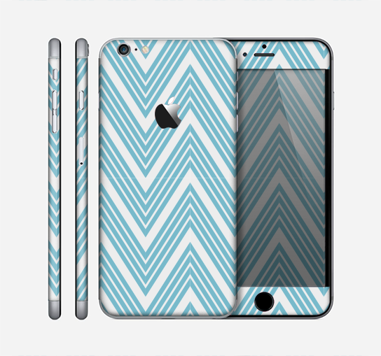The Three-Lined Blue & White Chevron Pattern Skin for the Apple iPhone 6 Plus