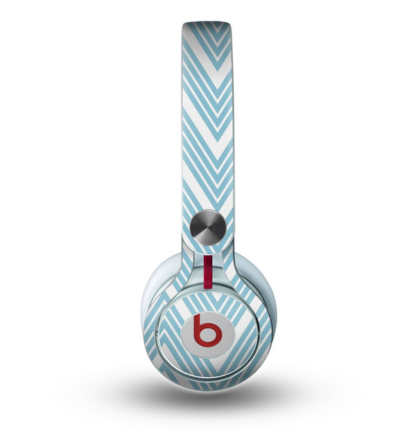 The Three-Lined Blue & White Chevron Pattern Skin for the Beats by Dre Mixr Headphones