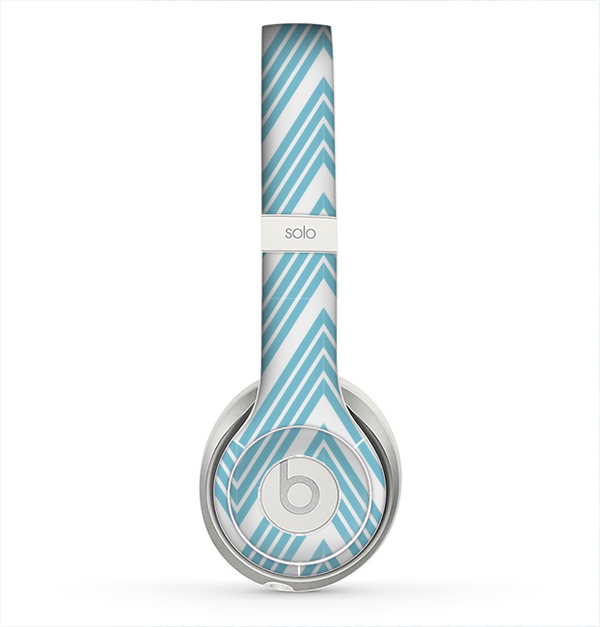 The Three-Lined Blue & White Chevron Pattern Skin for the Beats by Dre Solo 2 Headphones
