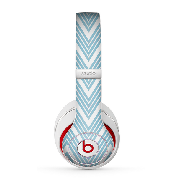 The Three-Lined Blue & White Chevron Pattern Skin for the Beats by Dre Studio (2013+ Version) Headphones