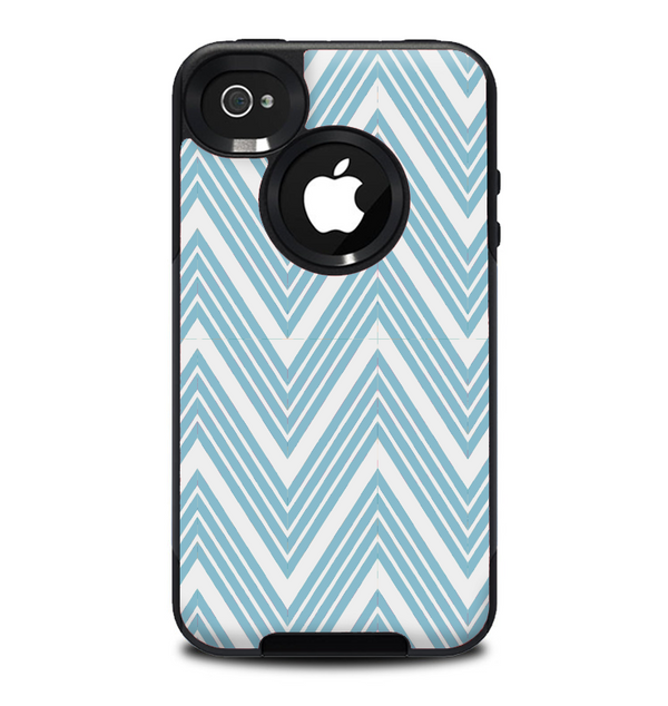 The Three-Lined Blue & White Chevron Pattern Skin for the iPhone 4-4s OtterBox Commuter Case