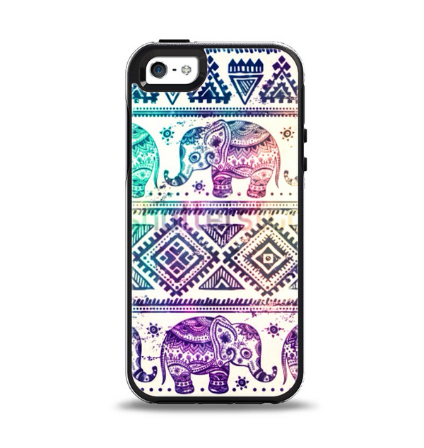 The Tie-Dyed Aztec Elephant Pattern Apple iPhone 5-5s Otterbox Symmetry Case Skin Set