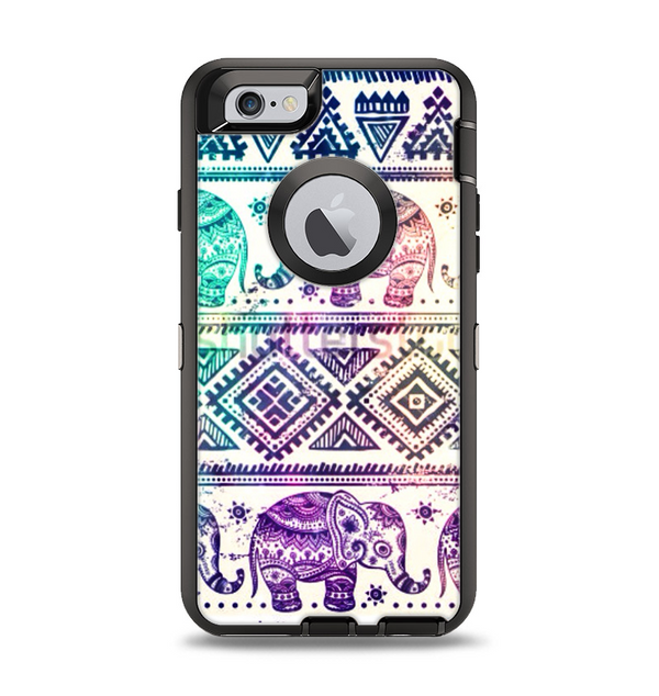 The Tie-Dyed Aztec Elephant Pattern Apple iPhone 6 Otterbox Defender Case Skin Set