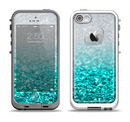 The Aqua Blue & Silver Glimmer Fade Apple iPhone 5-5s LifeProof Fre Case Skin Set
