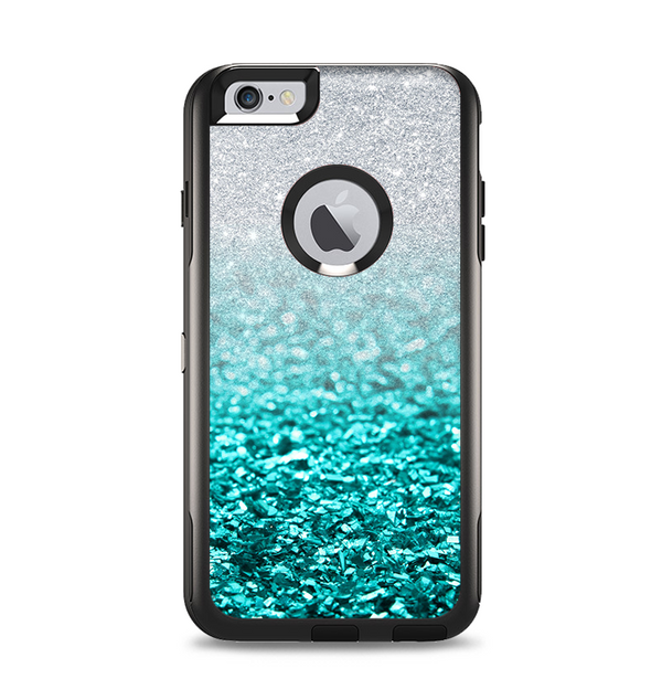 The Aqua Blue & Silver Glimmer Fade Apple iPhone 6 Plus Otterbox Commuter Case Skin Set