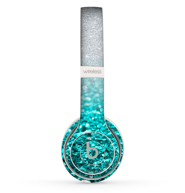 The Aqua Blue & Silver Glimmer Fade Skin Set for the Beats by Dre Solo 2 Wireless Headphones