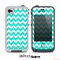 The Aqua Blue & White Chevron Pattern Skin for the iPhone 4-4s LifeProof Case