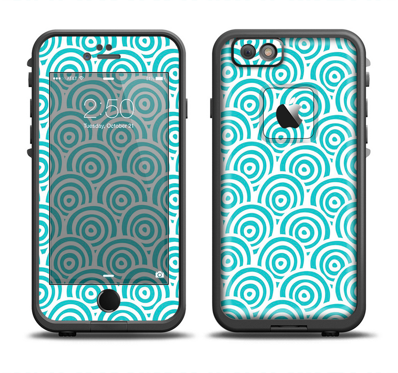 The Aqua Blue & White Swirls Apple iPhone 6/6s Plus LifeProof Fre Case Skin Set