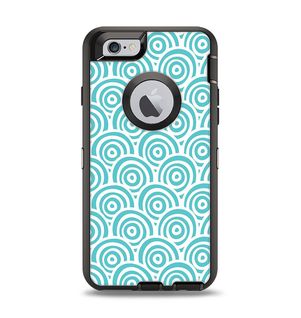 The Aqua Blue & White Swirls Apple iPhone 6 Otterbox Defender Case Skin Set