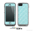 The Aqua Blue & White Swirls Skin for the Apple iPhone 5c LifeProof Case