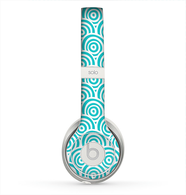 The Aqua Blue & White Swirls Skin for the Beats by Dre Solo 2 Headphones