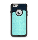 The Aqua Green Abstract Swirls with Dark Apple iPhone 6 Otterbox Commuter Case Skin Set