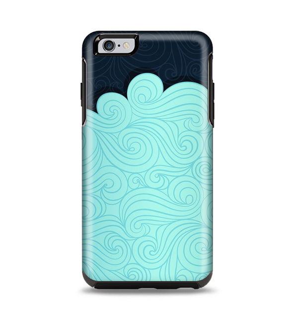 The Aqua Green Abstract Swirls with Dark Apple iPhone 6 Plus Otterbox Symmetry Case Skin Set