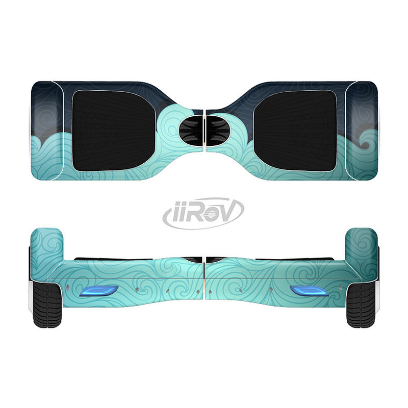 The Aqua Green Abstract Swirls with Dark Full-Body Skin Set for the Smart Drifting SuperCharged iiRov HoverBoard
