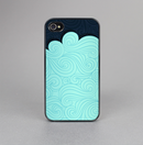 The Aqua Green Abstract Swirls with Dark Skin-Sert for the Apple iPhone 4-4s Skin-Sert Case