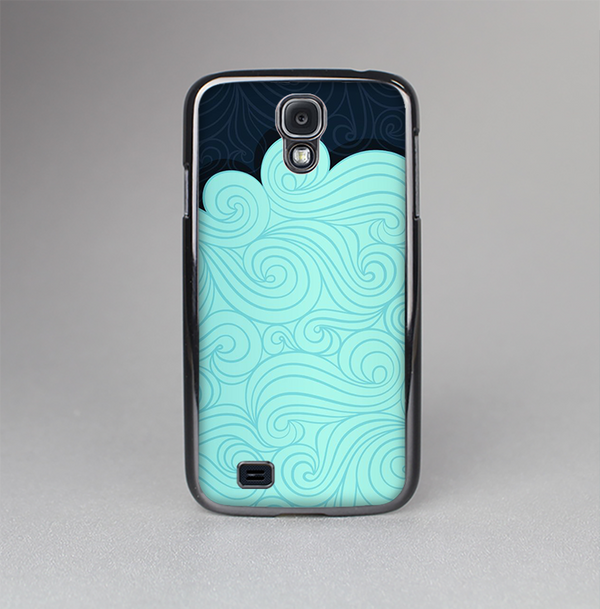 The Aqua Green Abstract Swirls with Dark Skin-Sert Case for the Samsung Galaxy S4