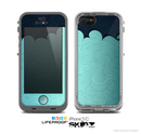 The Aqua Green Abstract Swirls with Dark Skin for the Apple iPhone 5c LifeProof Case
