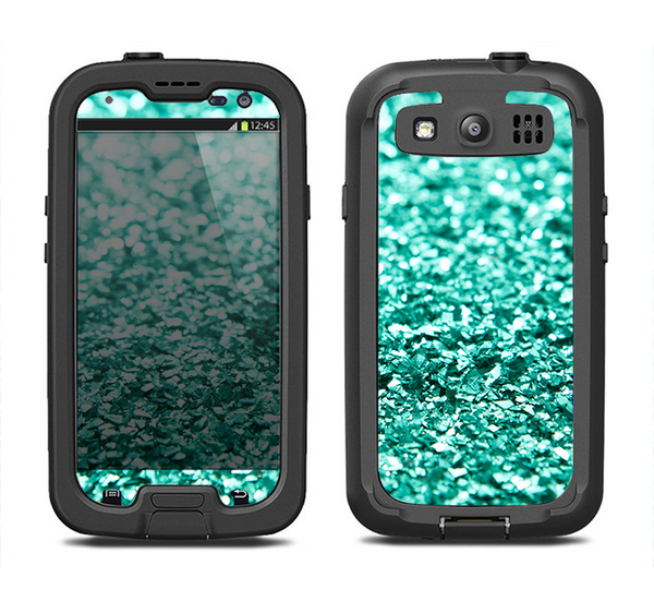 The Aqua Green Glimmer Samsung Galaxy S4 LifeProof Fre Case Skin Set