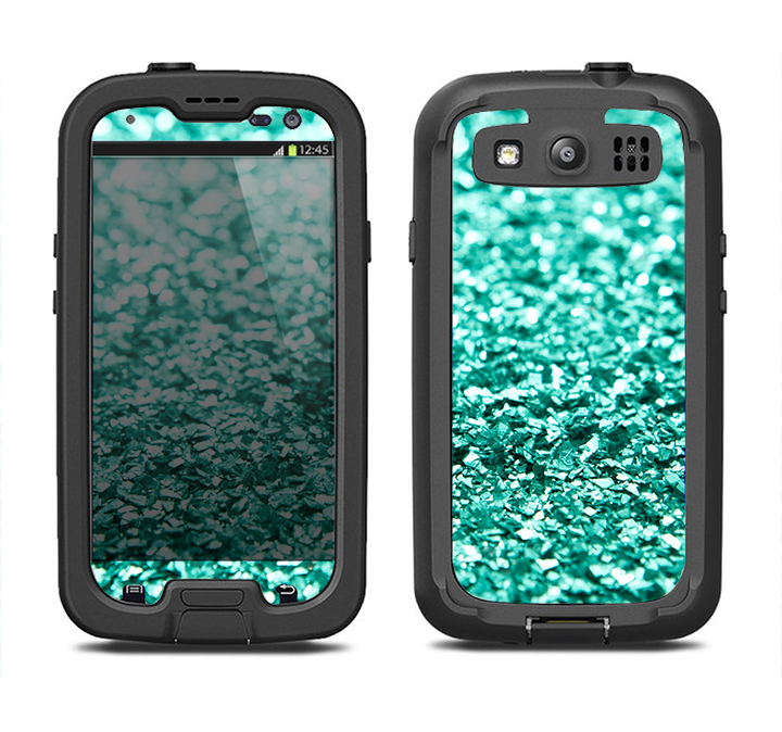 The Aqua Green Glimmer Samsung Galaxy S4 LifeProof Nuud Case Skin Set