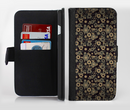 The Tiny Gold Floral Sprockets Ink-Fuzed Leather Folding Wallet Credit-Card Case for the Apple iPhone 6/6s, 6/6s Plus, 5/5s and 5c
