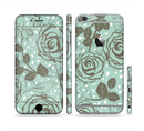 The Toned Green Vector Roses and Birds Sectioned Skin Series for the Apple iPhone 6s Plus