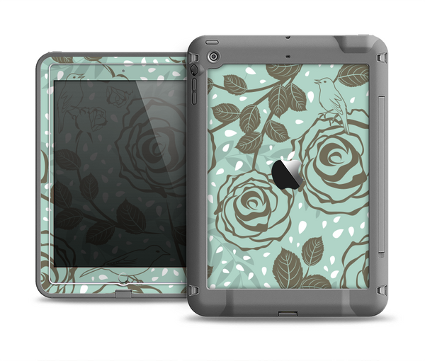 The Toned Green Vector Roses and Birds Apple iPad Mini LifeProof Fre Case Skin Set