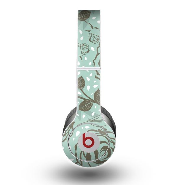 The Toned Green Vector Roses and Birds Skin for the Beats by Dre Original Solo-Solo HD Headphones