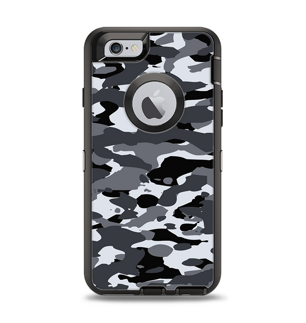 The Traditional Black & White Camo Apple iPhone 6 Otterbox Defender Case Skin Set