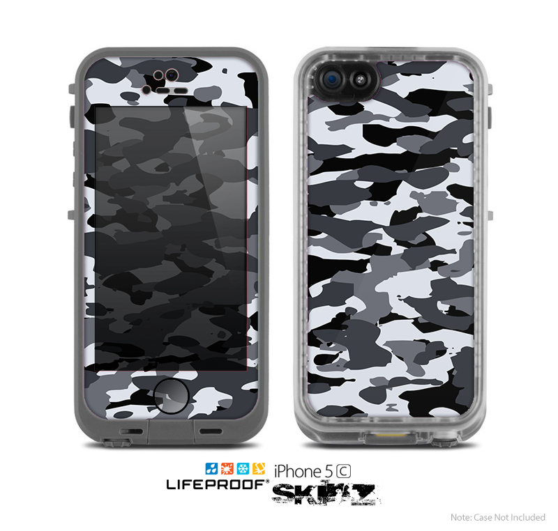 The Traditional Black & White Camo Skin for the Apple iPhone 5c LifeProof Case