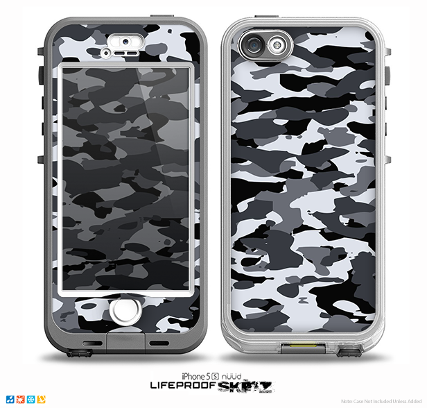 The Traditional Black & White Camo Skin for the iPhone 5-5s NUUD LifeProof Case for the LifeProof Skin