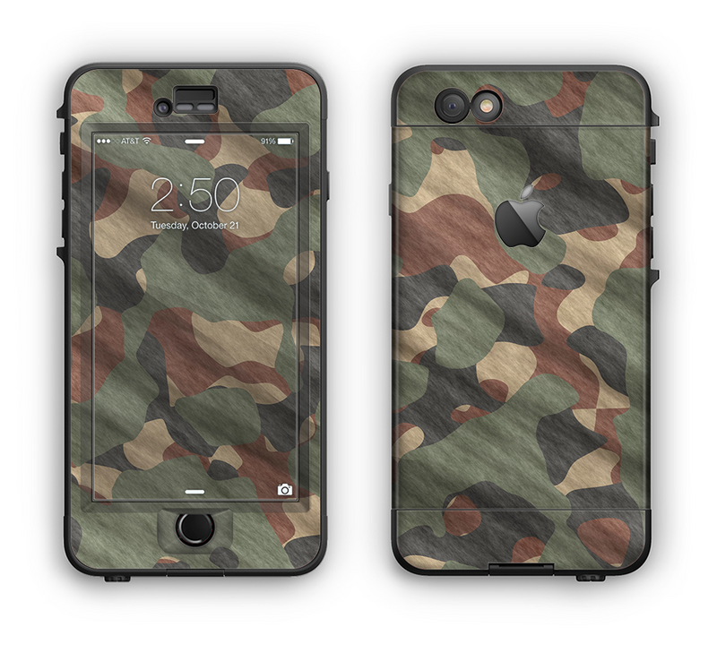 The Traditional Camouflage Fabric Pattern Apple iPhone 6 Plus LifeProof Nuud Case Skin Set