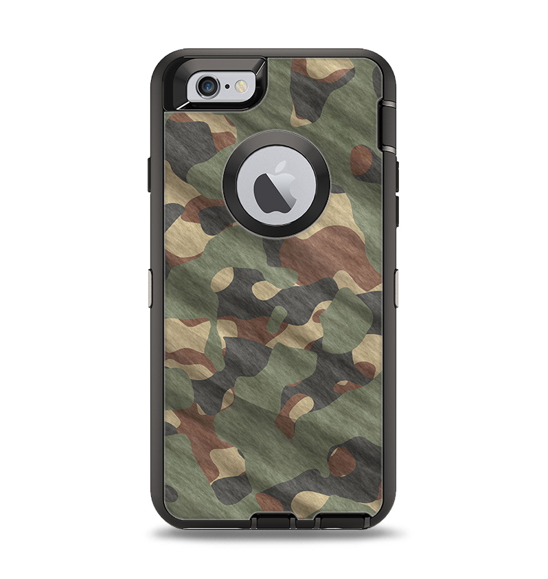 The Traditional Camouflage Fabric Pattern Apple iPhone 6 Otterbox Defender Case Skin Set