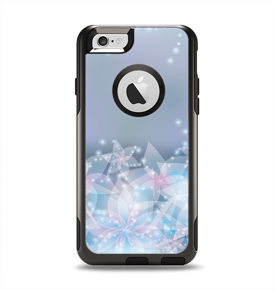 The Translucent Glowing Blue Flowers Apple iPhone 6 Otterbox Commuter Case Skin Set