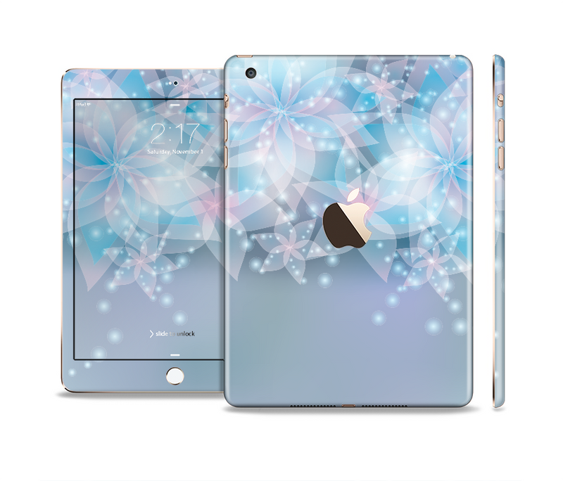 The Translucent Glowing Blue Flowers Full Body Skin Set for the Apple iPad Mini 3