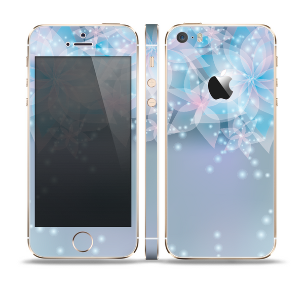 The Translucent Glowing Blue Flowers Skin Set for the Apple iPhone 5s