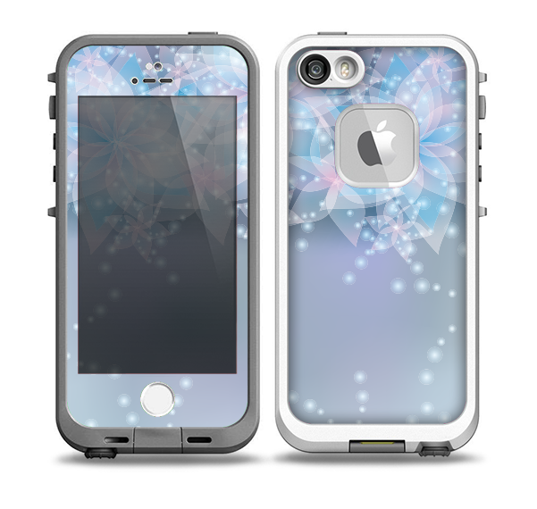 The Translucent Glowing Blue Flowers Skin for the iPhone 5-5s fre LifeProof Case