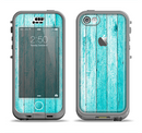 The Trendy Blue Abstract Wood Planks Apple iPhone 5c LifeProof Nuud Case Skin Set