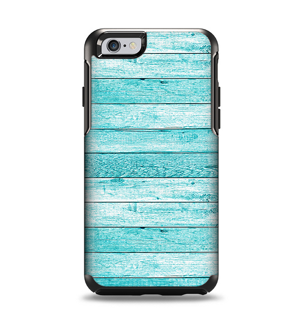 The Trendy Blue Abstract Wood Planks Apple iPhone 6 Otterbox Symmetry Case Skin Set