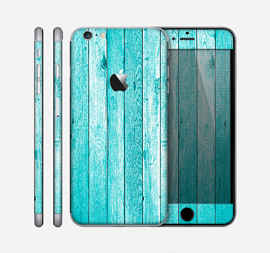 The Trendy Blue Abstract Wood Planks Skin for the Apple iPhone 6 Plus