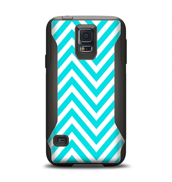 The Trendy Blue Sharp Chevron Pattern Samsung Galaxy S5 Otterbox Commuter Case Skin Set