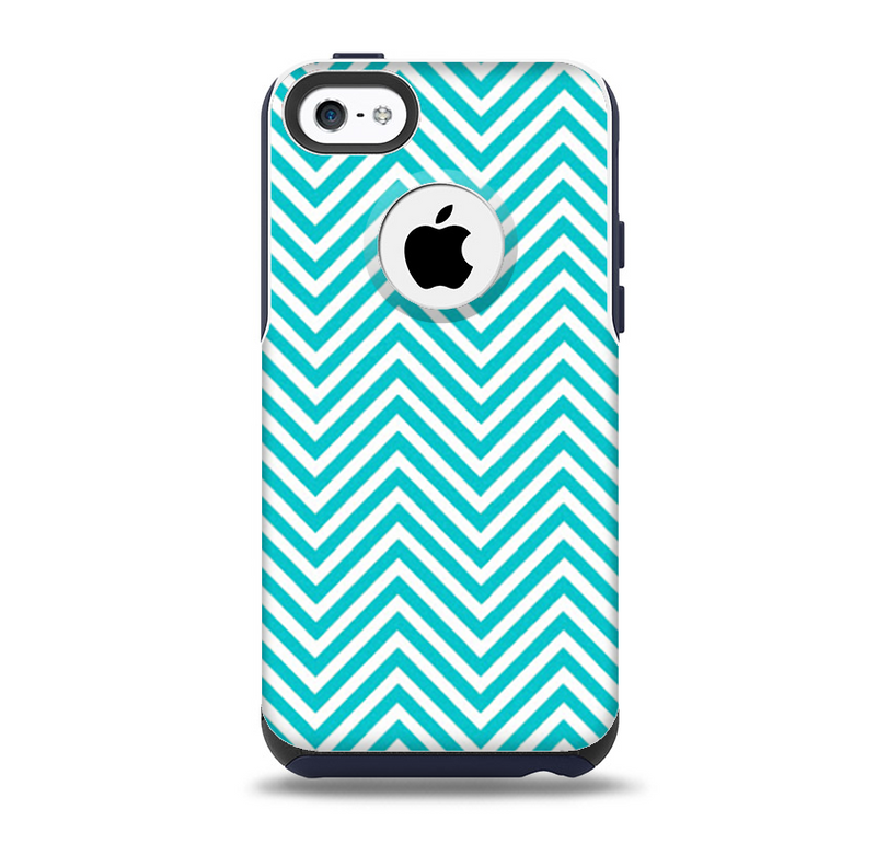 The Trendy Blue & White Sharp Chevron Pattern Skin for the iPhone 5c OtterBox Commuter Case