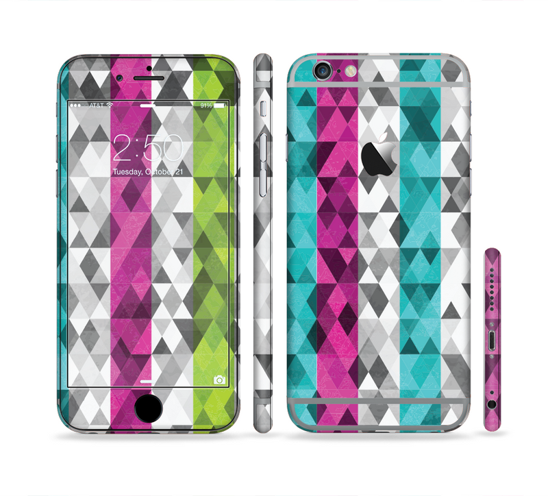 The Trendy Colored Striped Abstract Cube Pattern Sectioned Skin Series for the Apple iPhone 6